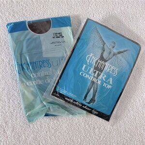 Vintage Enchantress Ultra Control Top Pantyhose In Taupe & Beige x2 NWT